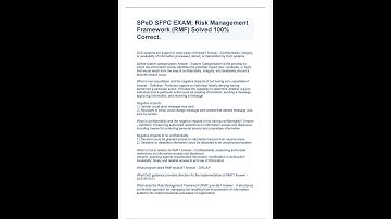 SPeD SFPC EXAM; Risk Management Framework RMF Solved 100% Correct pdf