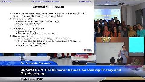 SEAMS-UGM-ITB Summer Course on Coding Theory and Cryptography - Day 9 (Session 2)