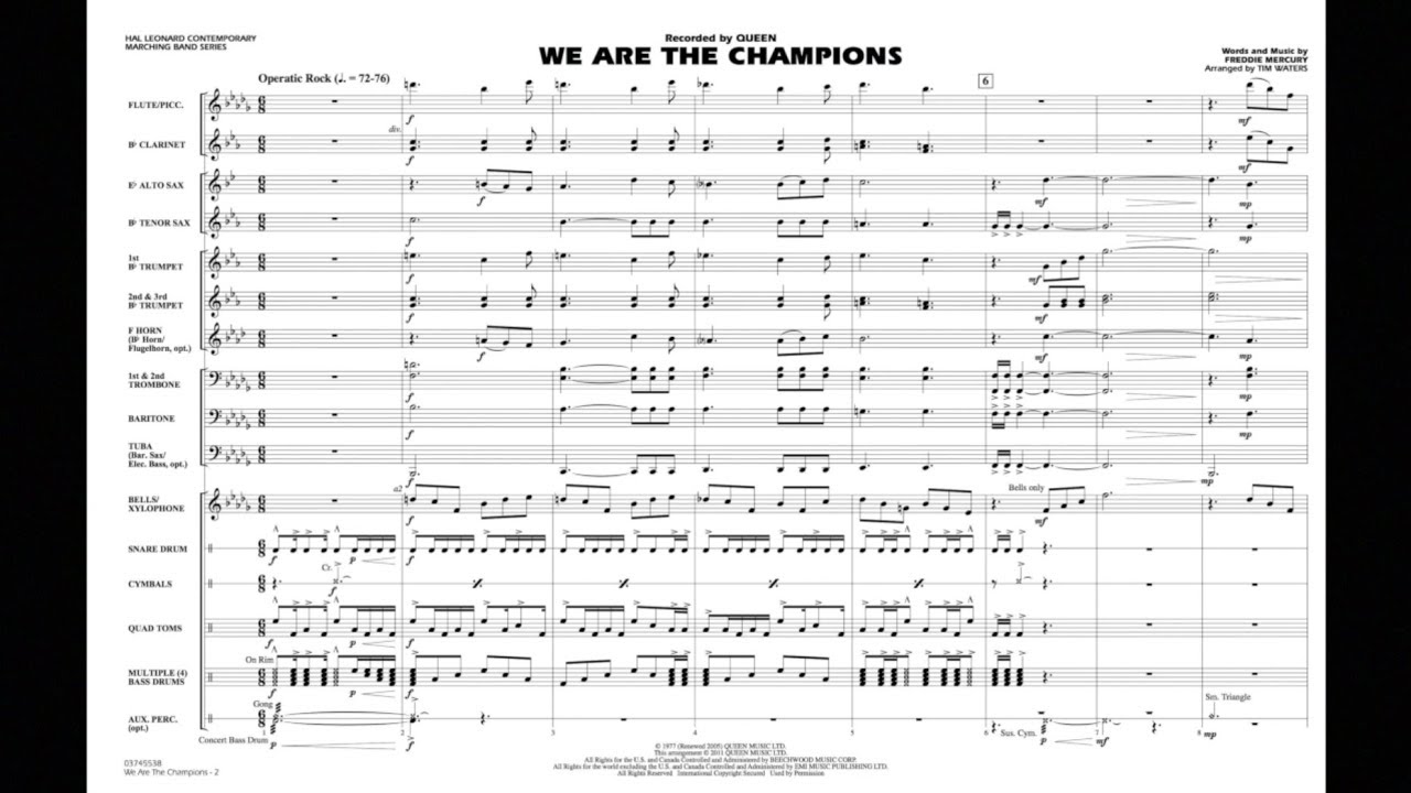 trumpet sheet music for we are the champions