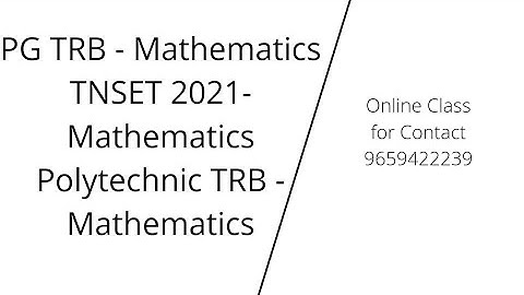 PG TRB || TNSET 2021 || Polytechnic TRB || Online Class