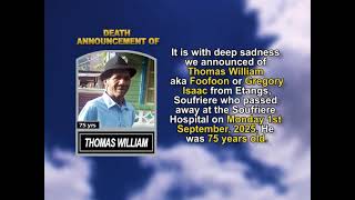 Thomas William  ~ Short Obituary