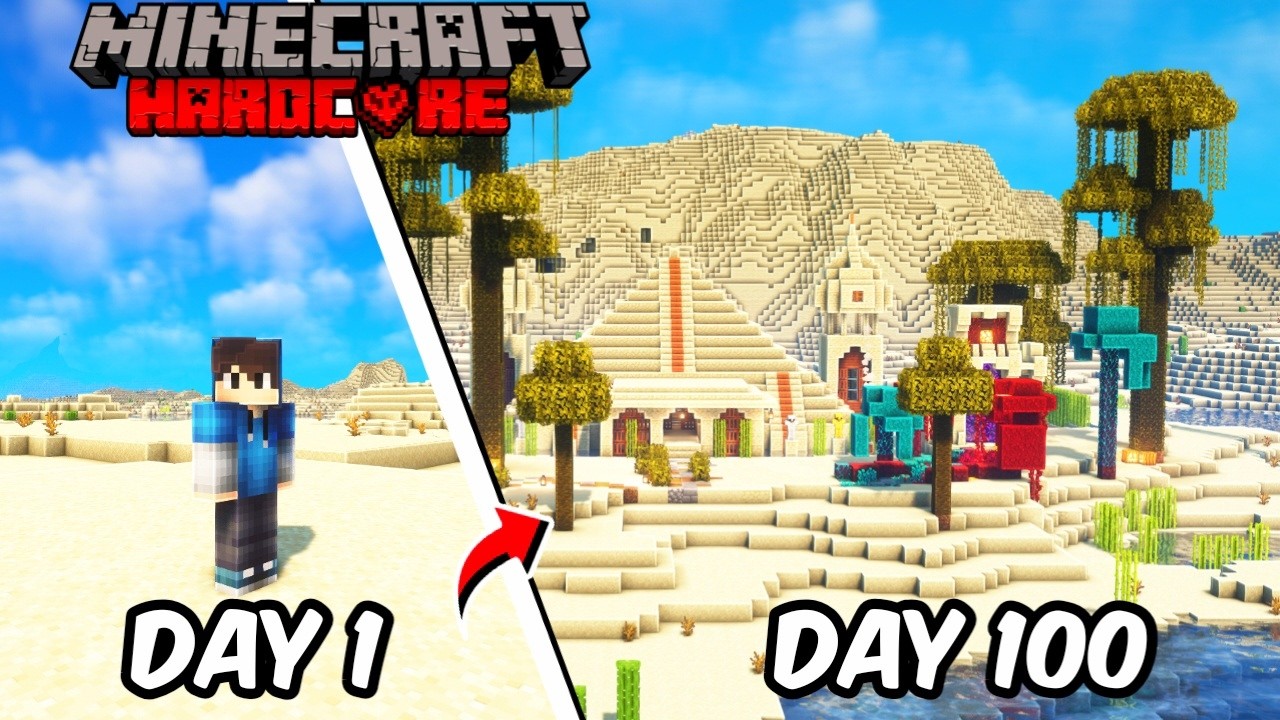 I Survived 100 Days in DESERT ONLY World in Minecraft Hardcore (Hindi ...