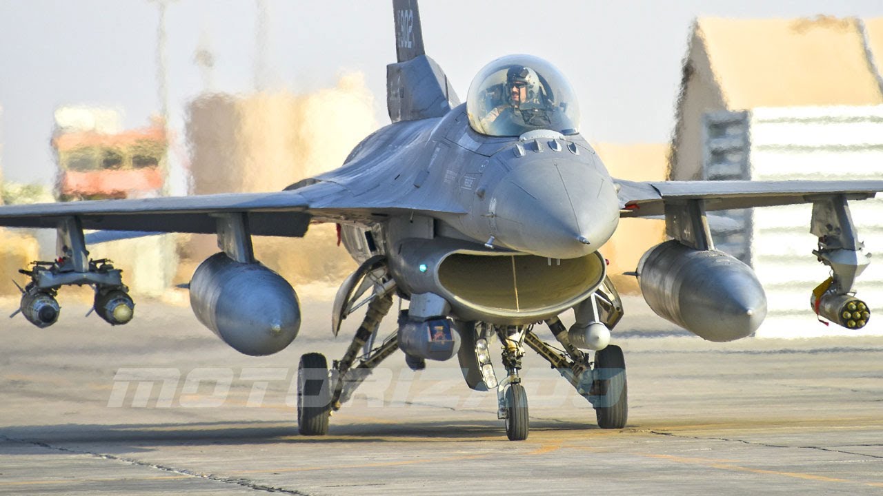 F-16C Fighting Falcon Kampfjet Start, US Luftwaffe