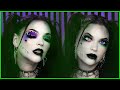 Harley Quinn meets Beetle Juice mashup  💜💚 makeup tutorial