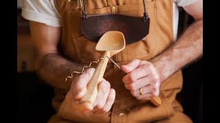 Carving a Cherry eating spoon by hand  (silent)