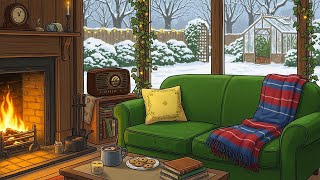 Download Lagu Silent snowy morning with 1950s vintage oldies playing in another room | relax \u0026 cozy winter MP3