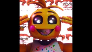 Stylized Toy Chica vibing her head but with interesting peculiar music