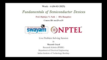 Fundamentals of Semiconductor Devices Week 6 Live Problem Solving Session (04/03/2025)