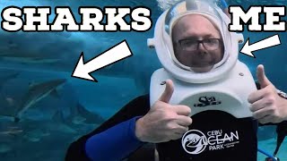 I Went In The Shark Tank. Helmet Diving Ocean Park Aquarium. Cebu, Philippines.