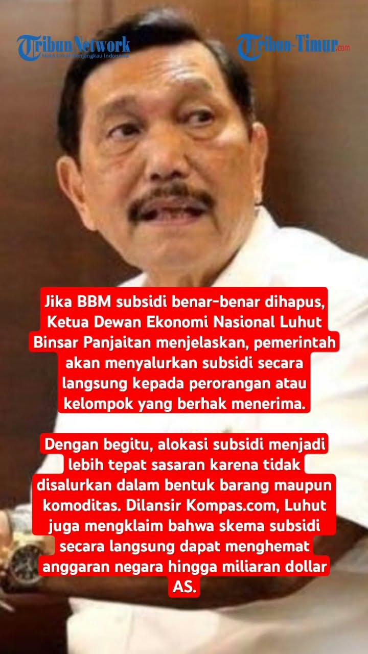 Luhut Tawarkan Solusi Pengganti BBM Subsidi yang Dihapus, Lebih Hemat dan Tepat Sasaran