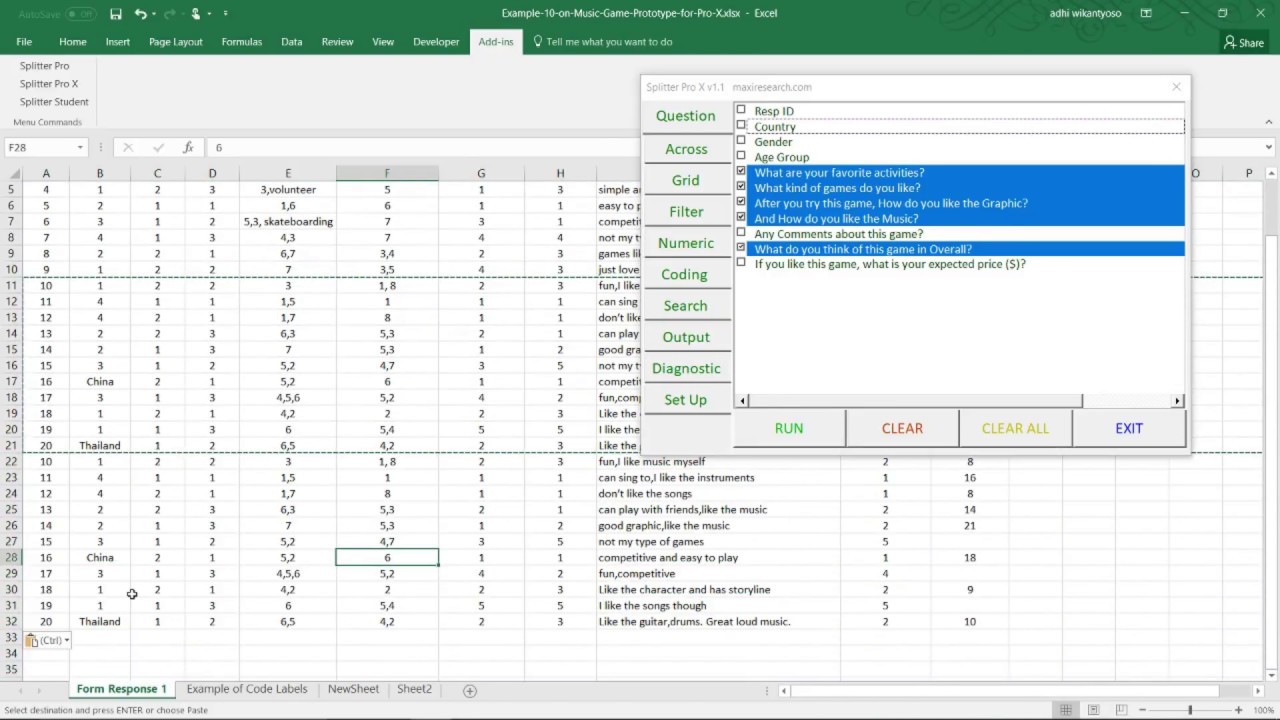 Splitter: Excel Add-In For Survey Data Tabulation - Pro X version - YouTube