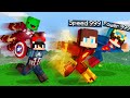 DC Speedrunners JJ and Nico VS MARVEL Hunters Mikey and Cash in Minecraft! - Maizen