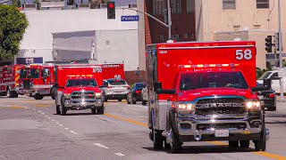 LAFD Engine 58, Advanced Provider 58, Rescue 58, & Rescue 858 Responding