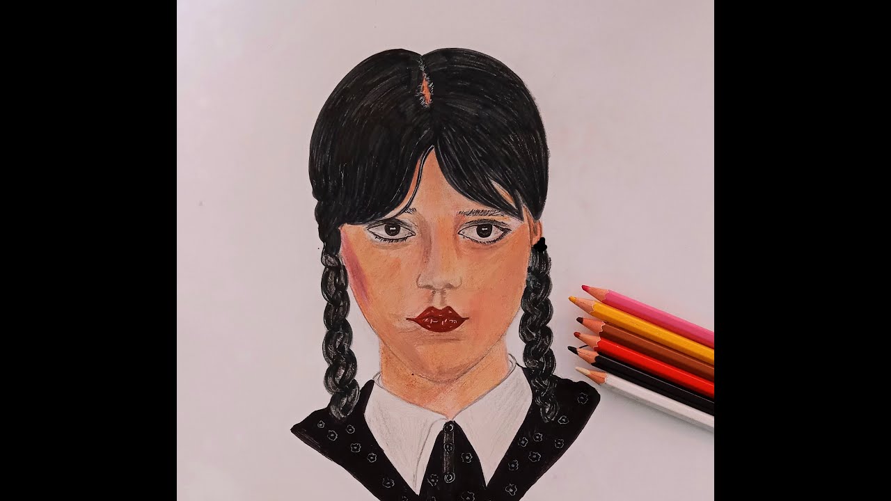Drawing Wednesday Addams - Jenna Ortega - YouTube