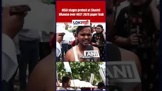 NSUI stages protest at Shastri Bhawan over NEET 2026 paper leak