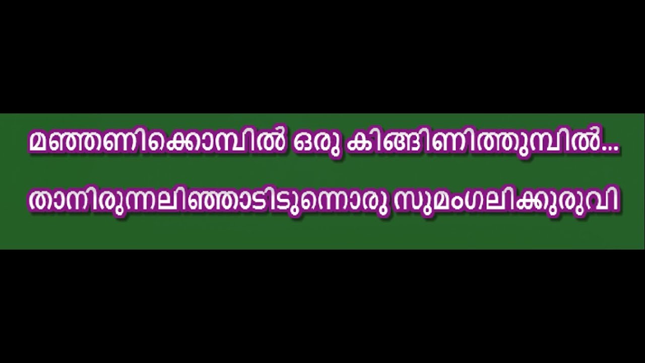 Manjani kombil Karaoke With lyrics   Manjil Virinja Pookal
