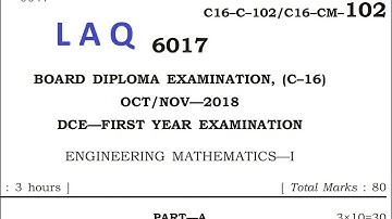 Diploma - C16 - Mathematics 1 - Previous Question Paper Solutions - Telugu
