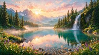 Relaxing Piano Music at Sunrise 🌄 Waterfall Sounds for Deep Sleep & Stress Relief and Anxiety🌄
