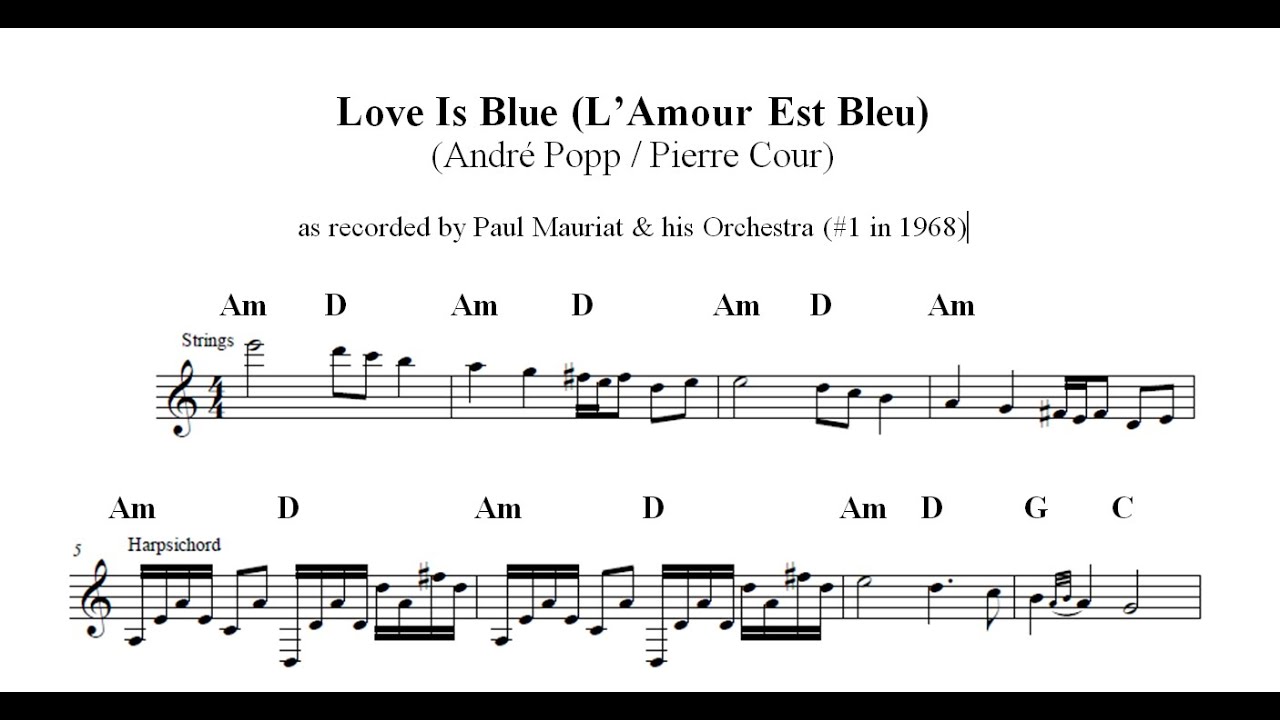 Chords For Love Is Blue Paul Mauriat Youtube