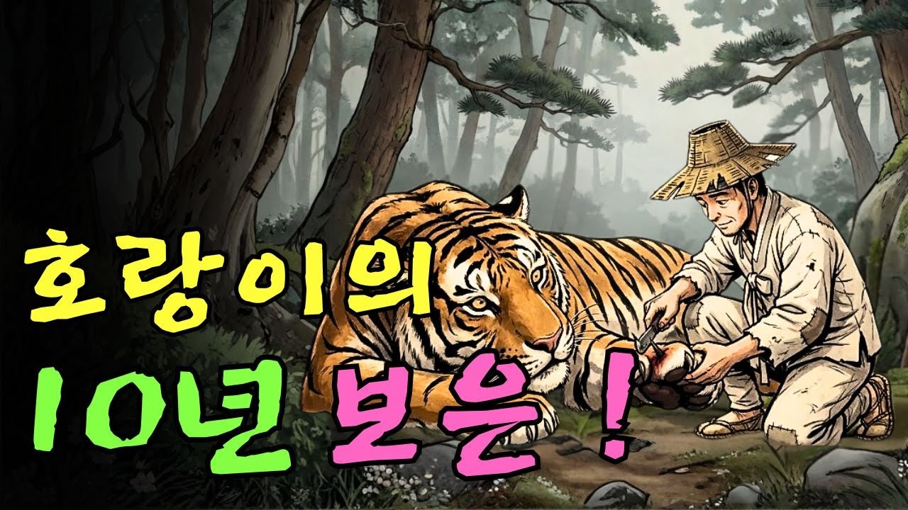 👌잠자기전 듣는 옛날이야기 1시 ㅣ 사나운 호랑이 발의 가시를 뽑아주자, 나무꾼은 '산군(山君)'에게 10년 동안 멧돼지를 선물 받으며 은혜를 입었다ㅣ옛날이야기 ㅣ민담 ㅣ오디오북