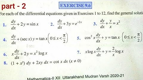 CBSE CLASS 12th Mathematics Exercise 9.6 NCERT SOLUTIONS || CHAPTER 9 || Ex 9.6 class 12 || part 2