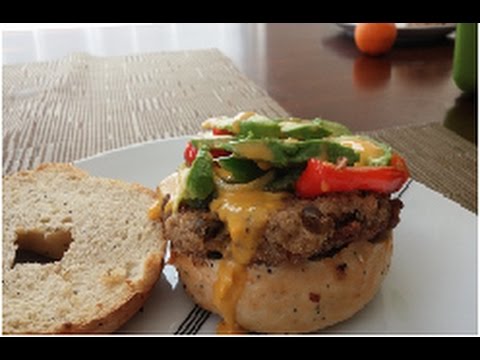 What can a vegan eat for breakfast that's NOT sweet? A Lentil-Potato Bagel Breakfast sandwich :)