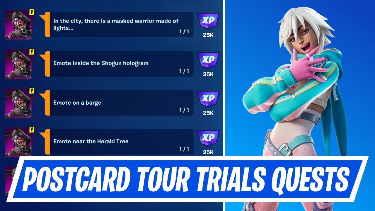 Fortnite Complete Postcard Tour Trials Quests How to Complete Postcard Tour Quests in Fortnite