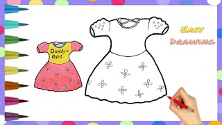 How to draw easy colour beautiful Dress drawing easy | Girls Beautiful dress drawing fo beginner.