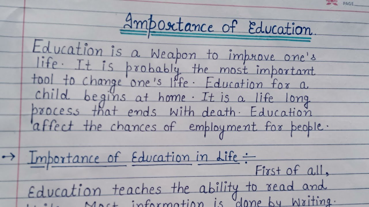 paragraph writing about importance of education