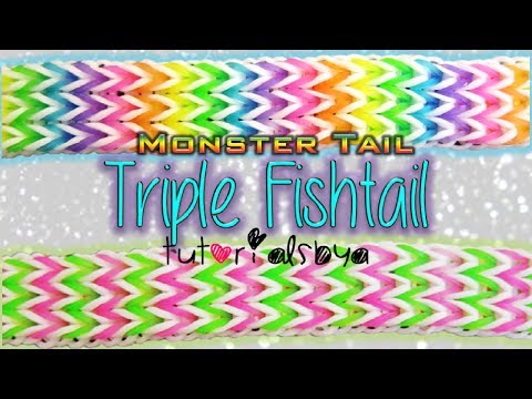 NEW Triple Fishtail MONSTER TAIL Rainbow Loom Bracelet Tutorial | How To