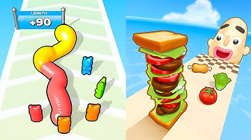 Gummy Worm Go vs Sandwich Runner🔥 MAX LEVELS UNLOCKED | 2025 Update (Android, iOS) 