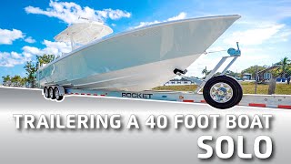 Putting a 40 FOOT BOAT on a trailer SOLO! - Boat trailering & Boating for Beginners.