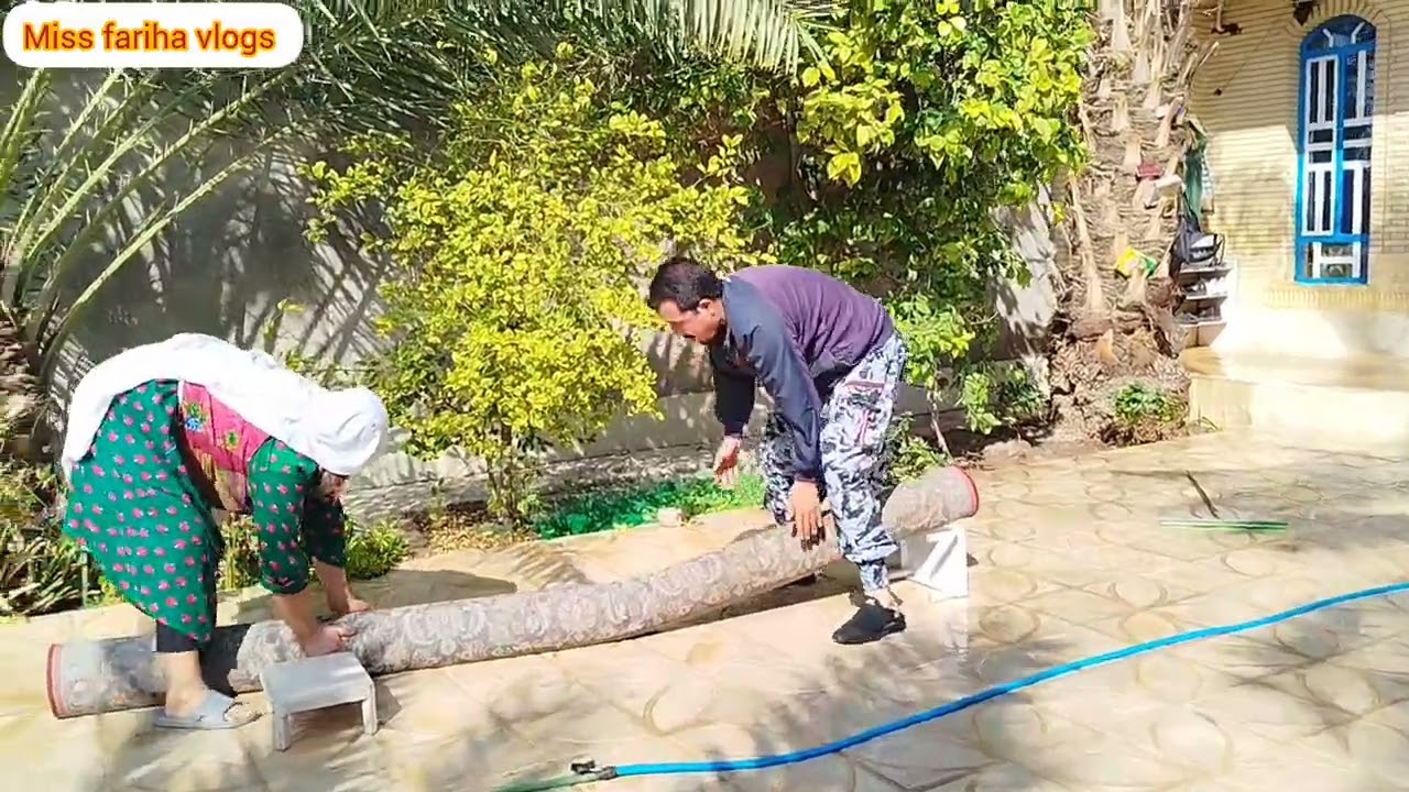 ولاگ خانه تکانی از بالشت پرکیدوتاشستن قالی ونگاه کنید که کجاپهن میشه،🙄🤔 #afganistan #شستشو #خانواده 