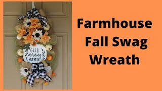 Farmhouse Fall Swag Wreath Using a Wire Hanger~ Hobby Lobby/Dollar Tree