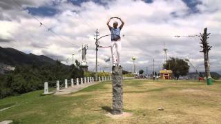Michael hooping on Pancillo the 10,000   hill rising above QUITO.