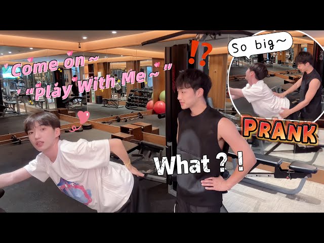 Tell Boyfriend：“Let's Do Something You Like…😳”  Lovely Couple In Gym🥰  Cute Gay Couple Prank class=