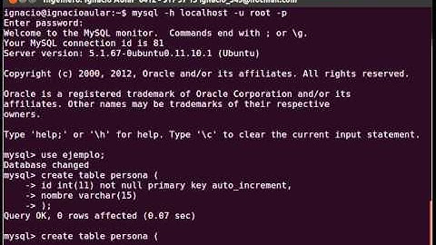 003 Crear Tablas en MySQL desde la Terminal de GNU/Linux