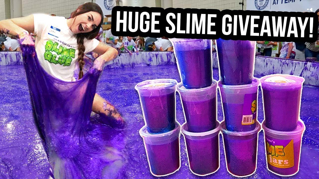 WORLD RECORD SLIME GIVEAWAY! LARGEST SLIME IN THE WORLD (not click bait)