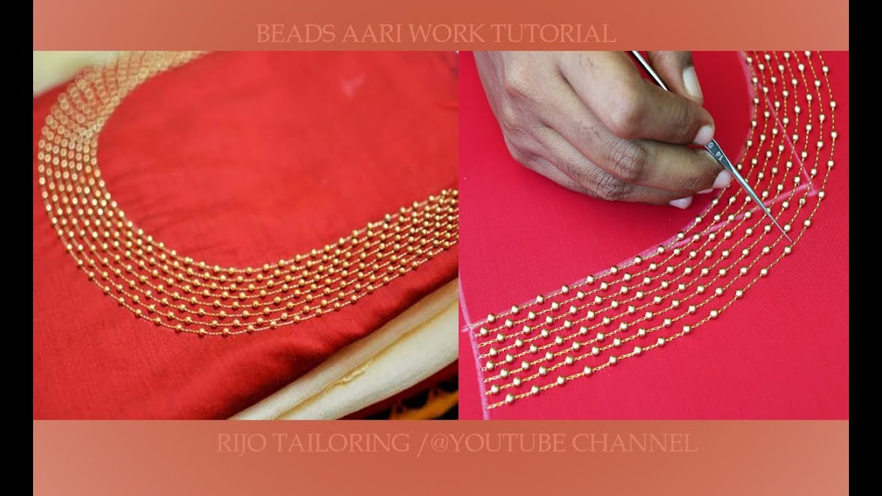 beads aari work neck design for beginners | simple aari work ...