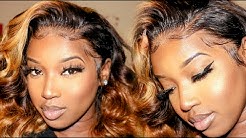 Dye + Install Honey Blonde Ombre Frontal Wig with NO glue! FT. YBWIGS!