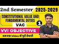 BA 2nd semester Constitutional Value And Fundamental Duties VVi Objective Questions 2025 | BA Sem 2