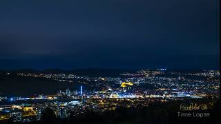 224 Time Lapse Esslingen Am Neckar City Night | Zeitraffer Stadt Lichter Von Oben Häuser Nacht 4K