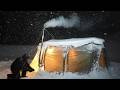2 Days Hot Tent Camping in a -31°C Storm 🌧️❄️ | Extreme Winter Survival