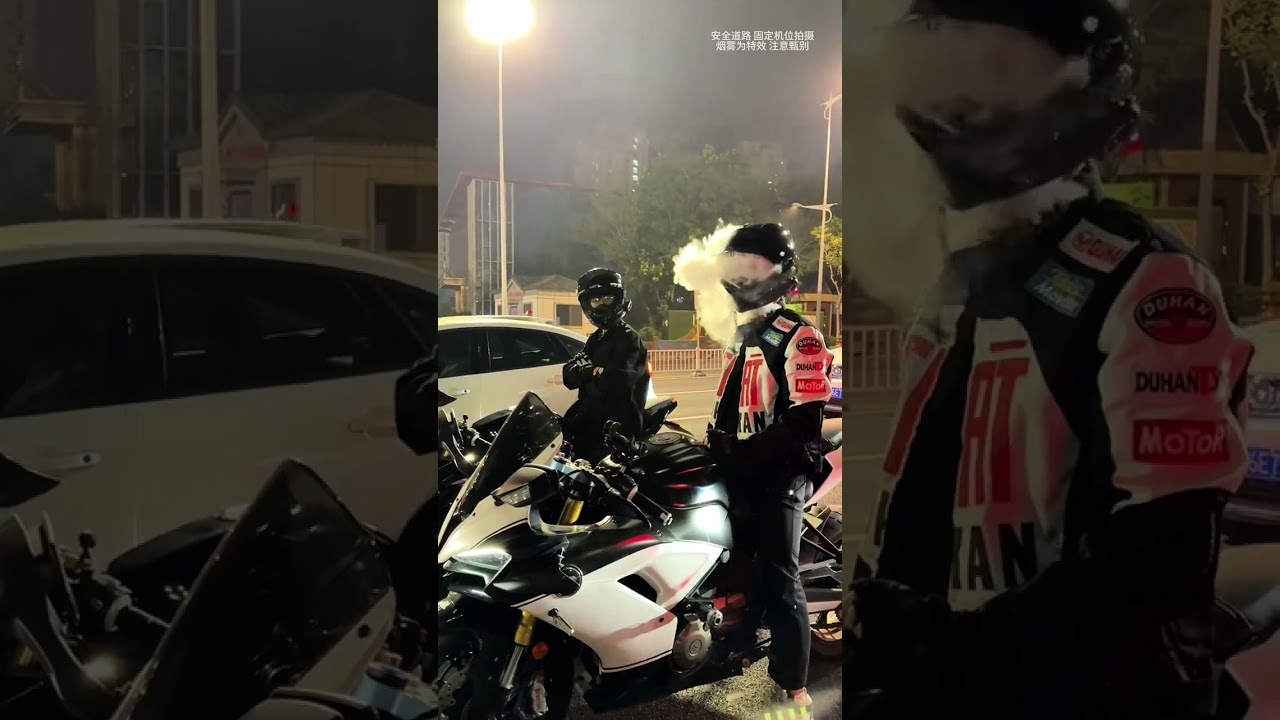 Passerby: Look, this guy's helmet is smoking! #PasserbyPerspective# HelmetSmoking