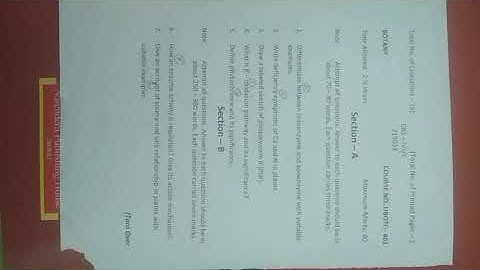 bsc 4th semester botany question paper of Jammu university (2019)