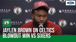 POSTGAME Press Conference: Jaylen Brown on Celtics blowout win over 76ers, and 9th straight win