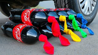 Experimento Rueda De Coche Vs Coca Cola Con Globos Aplastando Cosas Crujientes Con El Coche