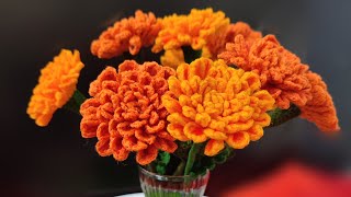 How to crochet Marigold (Cempasuchil) flower/Cum crosetam Craite