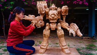 28 days CARVING a GIANT MECH out of WOOD -  [ Armored Core VI ]