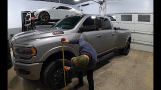 RAM 3500 dually gets bigger tires!  Checking oil CC too!